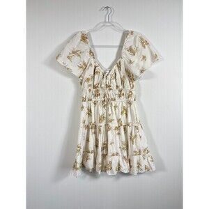 Sabo Skirt Floral Mini Dress Small Ruffled Tiered Babydoll Summer Lined Size S